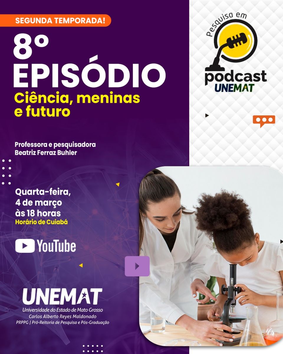 Meninas na ciência e futuro são o tema do oitavo episódio da segunda temporada do Pesquisa em Podcast